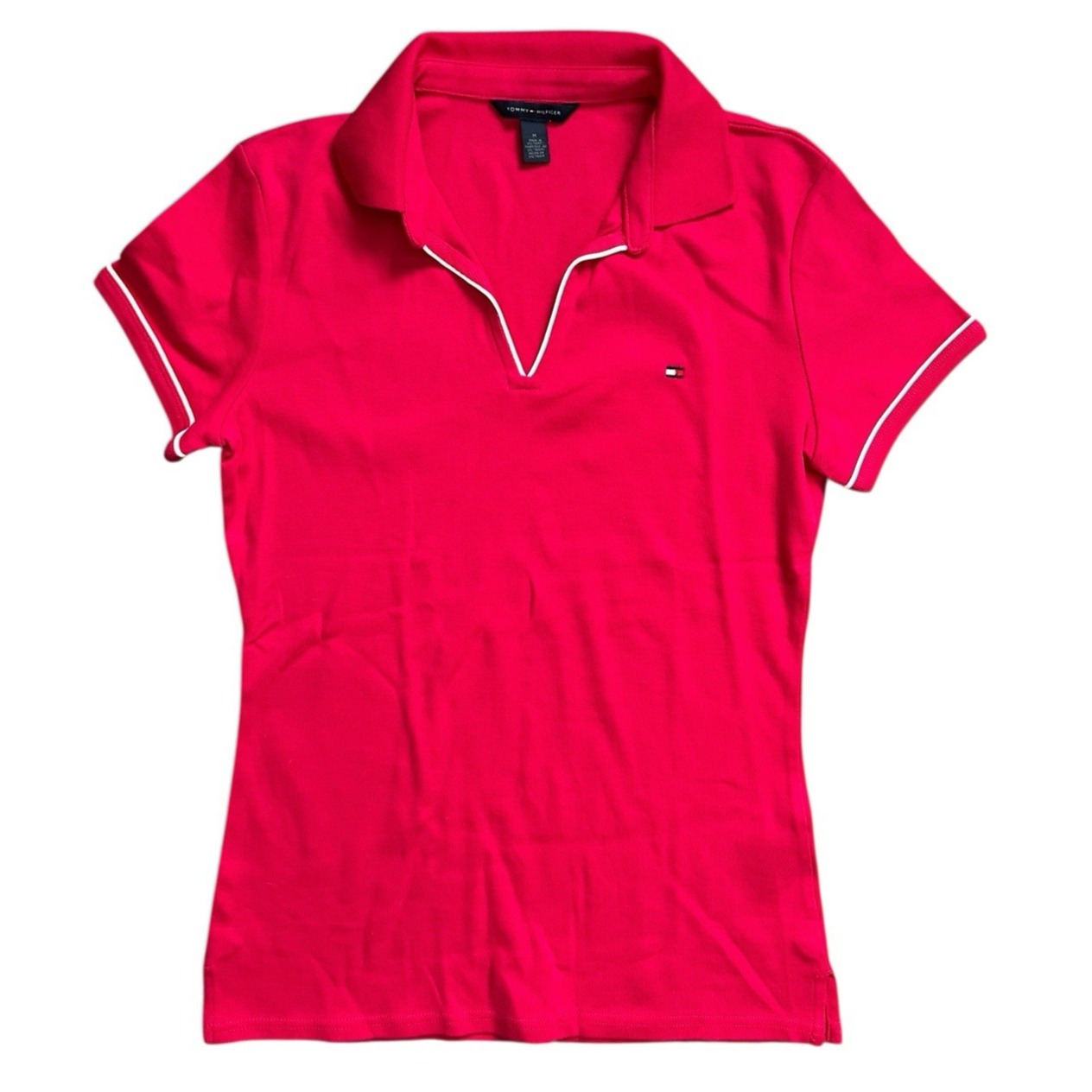 Tommy Hilfiger Pink Tennis Golf Polo V Neck Shirt Women's Size M